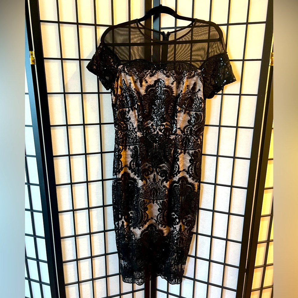Black sequin cocktail dress